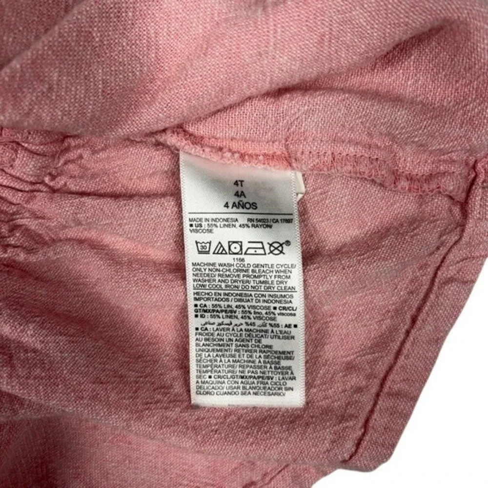 Old Navy Girls Pink Linen Blend Tank Top‎ Size 4T Sleeveless Summer